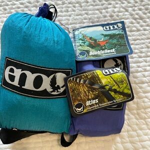 Eno Doublenest Hammock & Suspension System Purple & Blue Like new